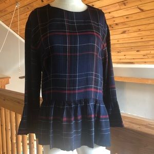 Tartan plaid peplum blouse for holidays